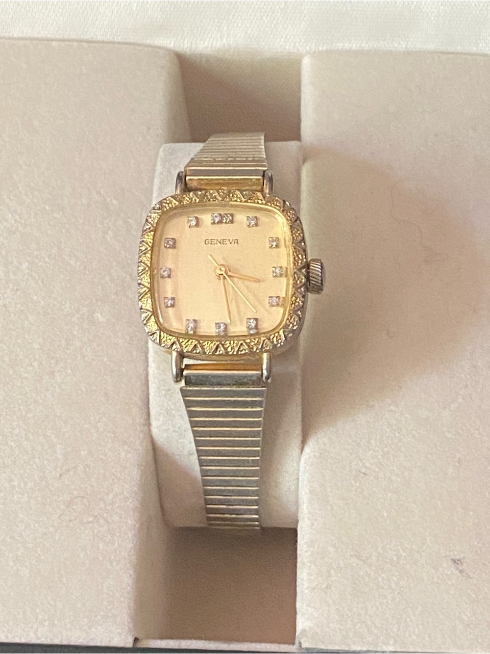 Vintage Geneva Precision Gold & Diamonds Faced Ladies' Watch